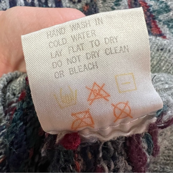 Vintage Espirit Wool Blend Knit Turtleneck Sweater Gray Blue Green Red size XS - Picture 8 of 8